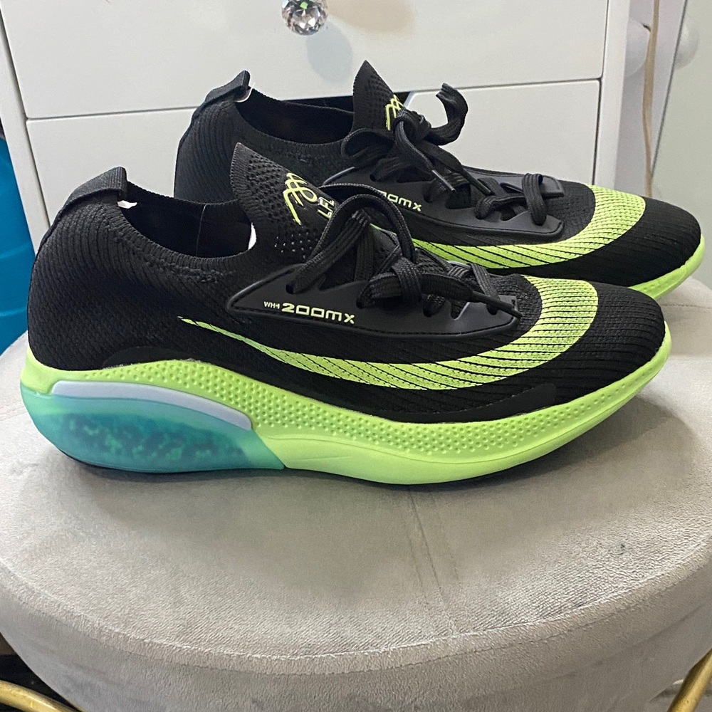 Unisex Black and Neon Green Athletic Shoes